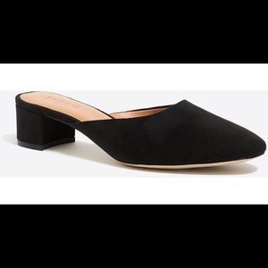 J. crew Black Suede Block Heel Mules